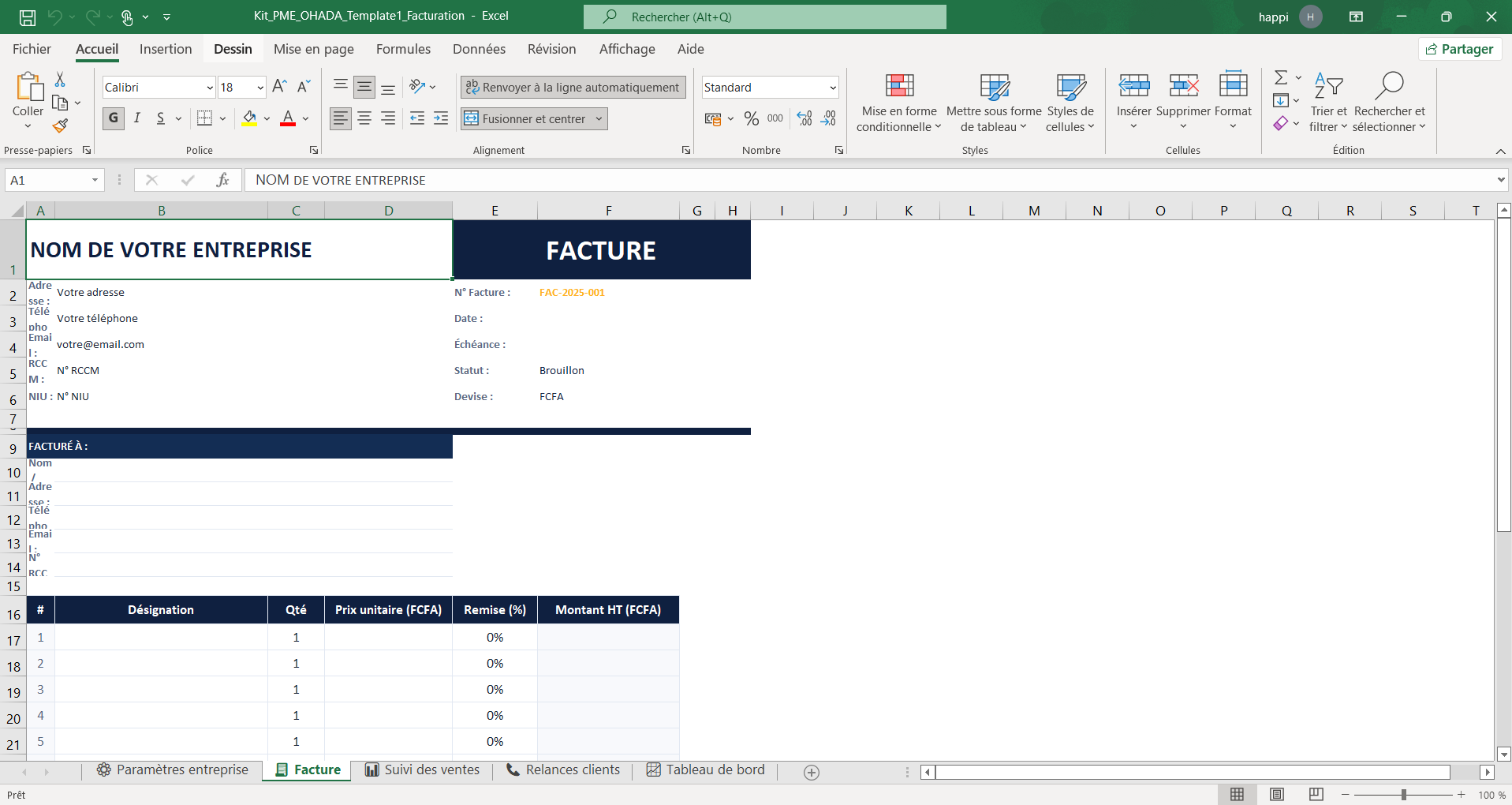 Kit PME OHADA — Templates de gestion professionnels pour PME africaines